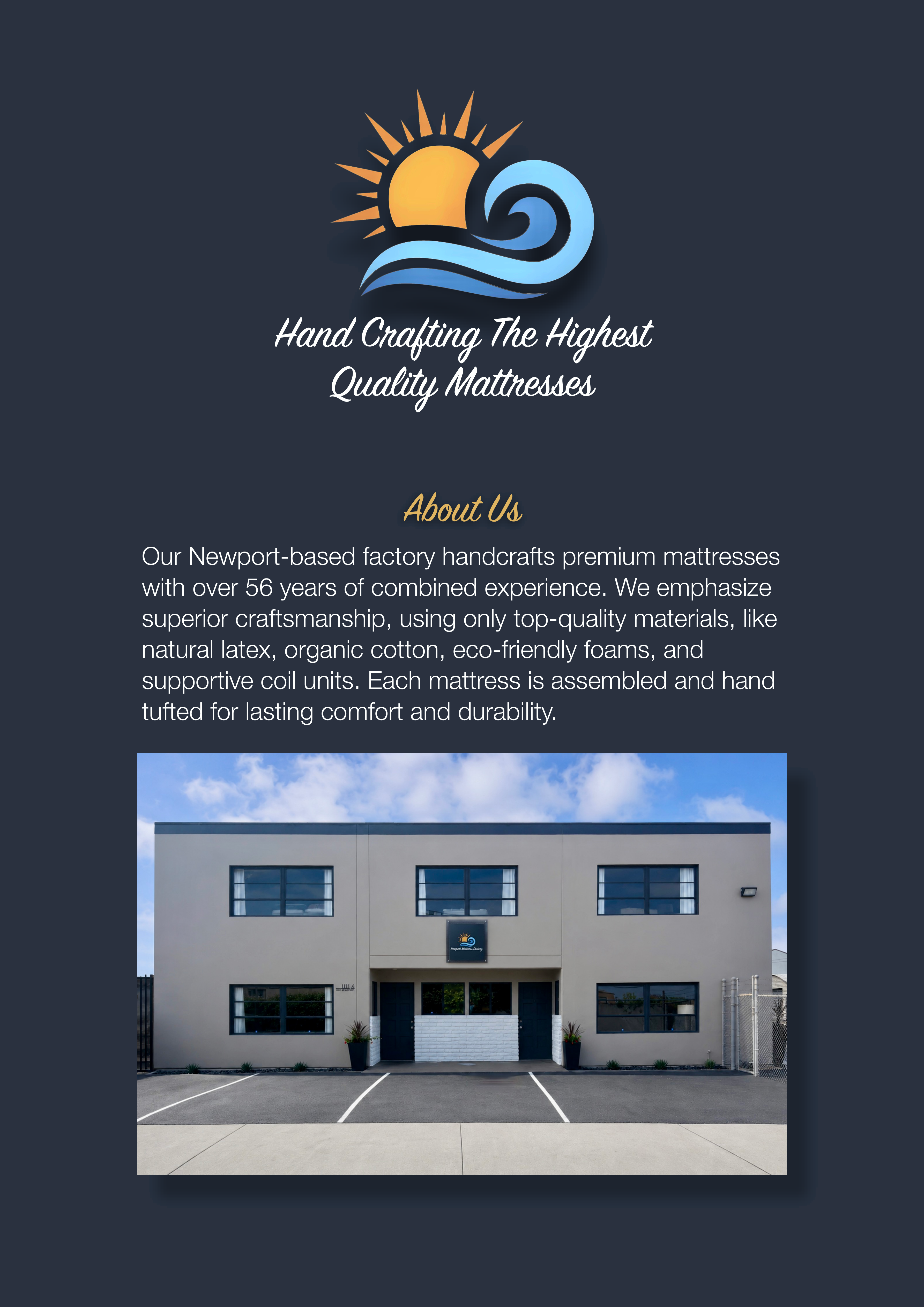About Us page for Newport Mattress Factory