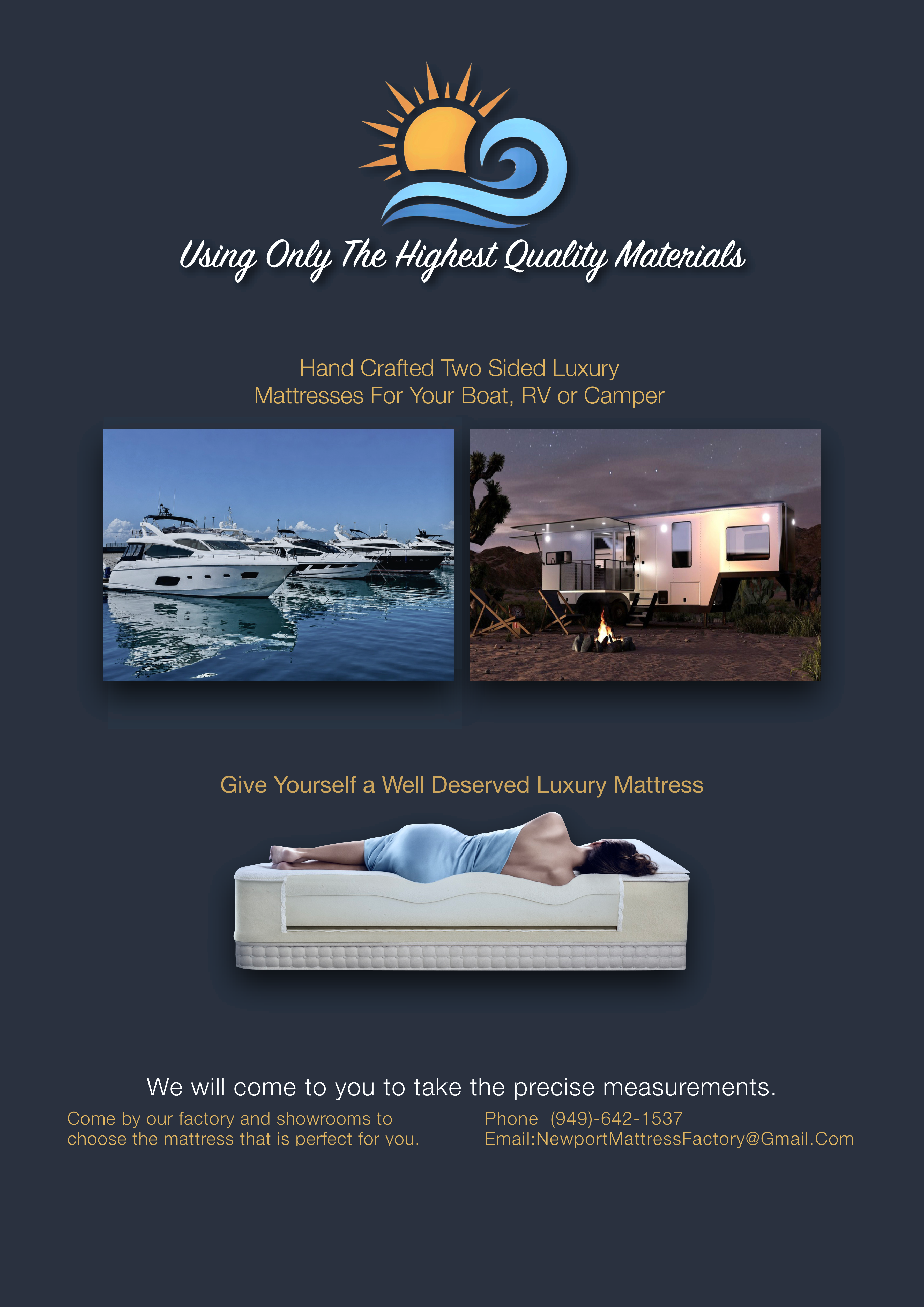 Yachts, Boats, RVs & Special Sizes page for Newport Mattress Factory