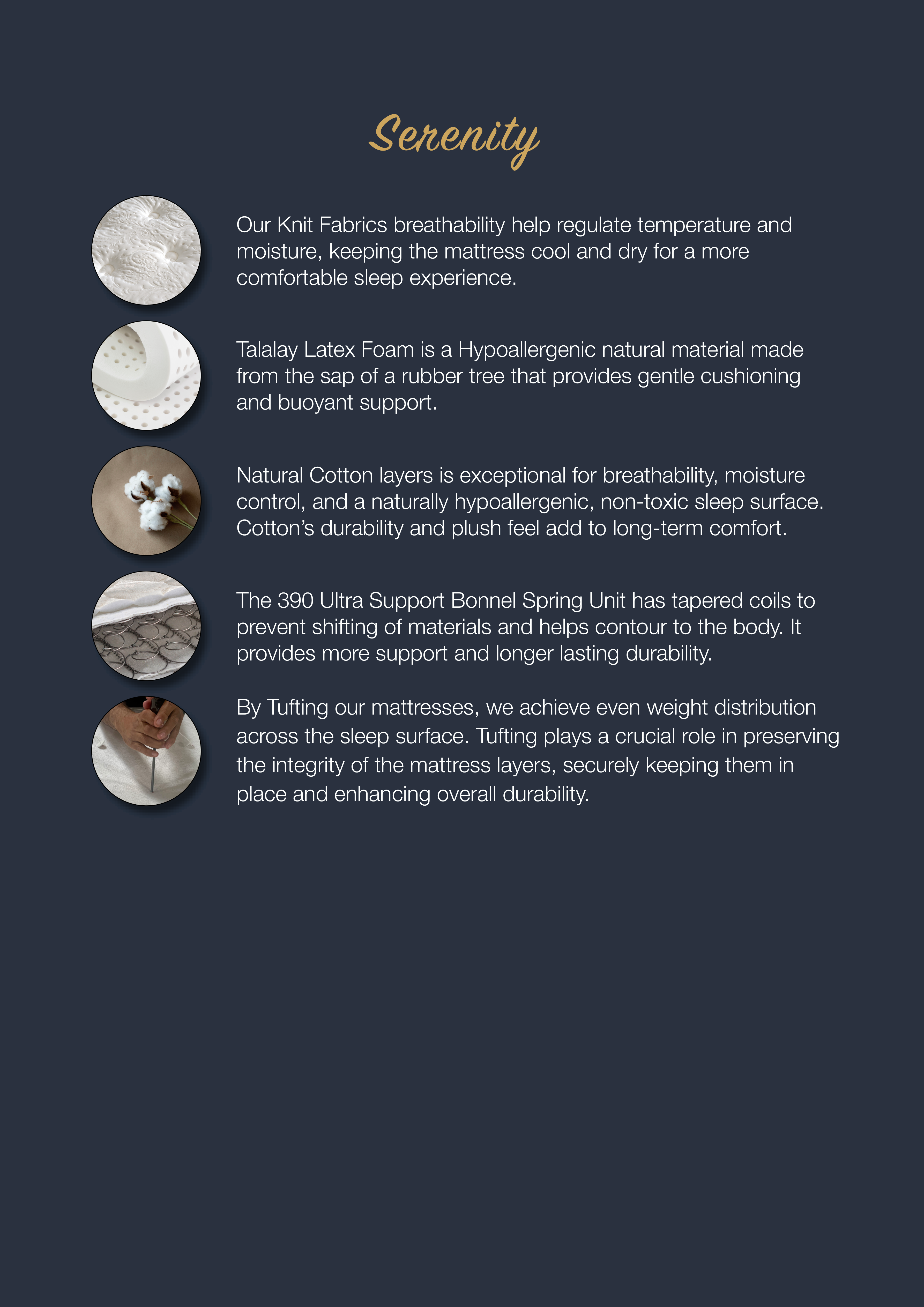 Serenity page for Newport Mattress Factory